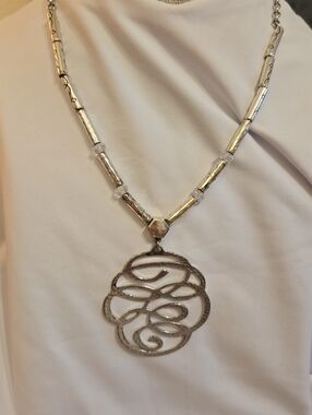 Brighton "Scribble" Necklace Circular Design Beaded Cylinder Round Bar Chain